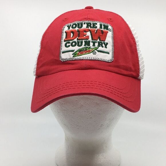 Mountain Dew “You’re in Dew Country” cotton blend and mesh red baseball cap - Picture 2 of 16
